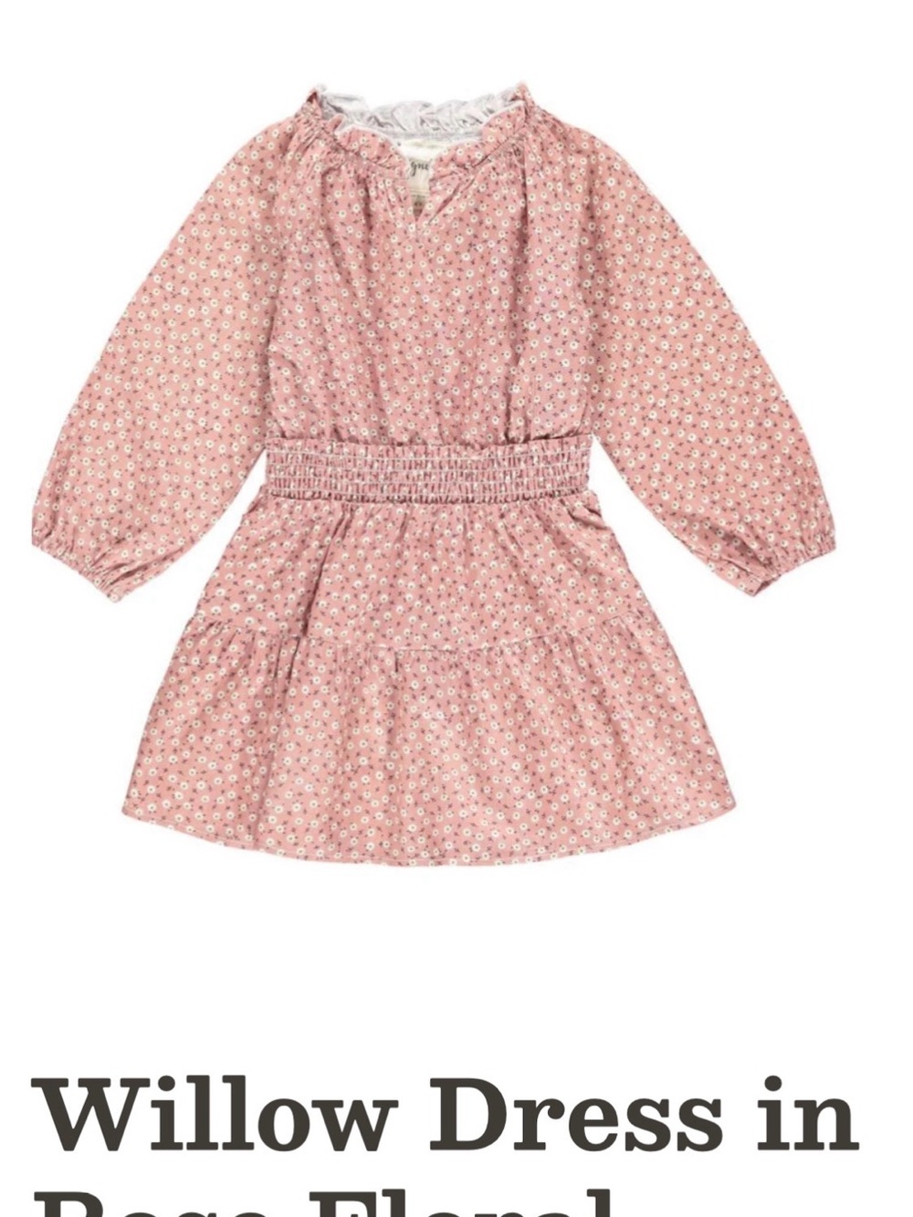 Vignette Girls' Dusty Rose Floral Smocked-Waist Dress